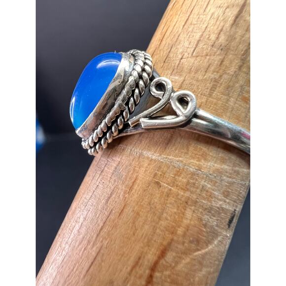 Blue chalcedony sterling silver ring size 7 - Picture 12 of 16